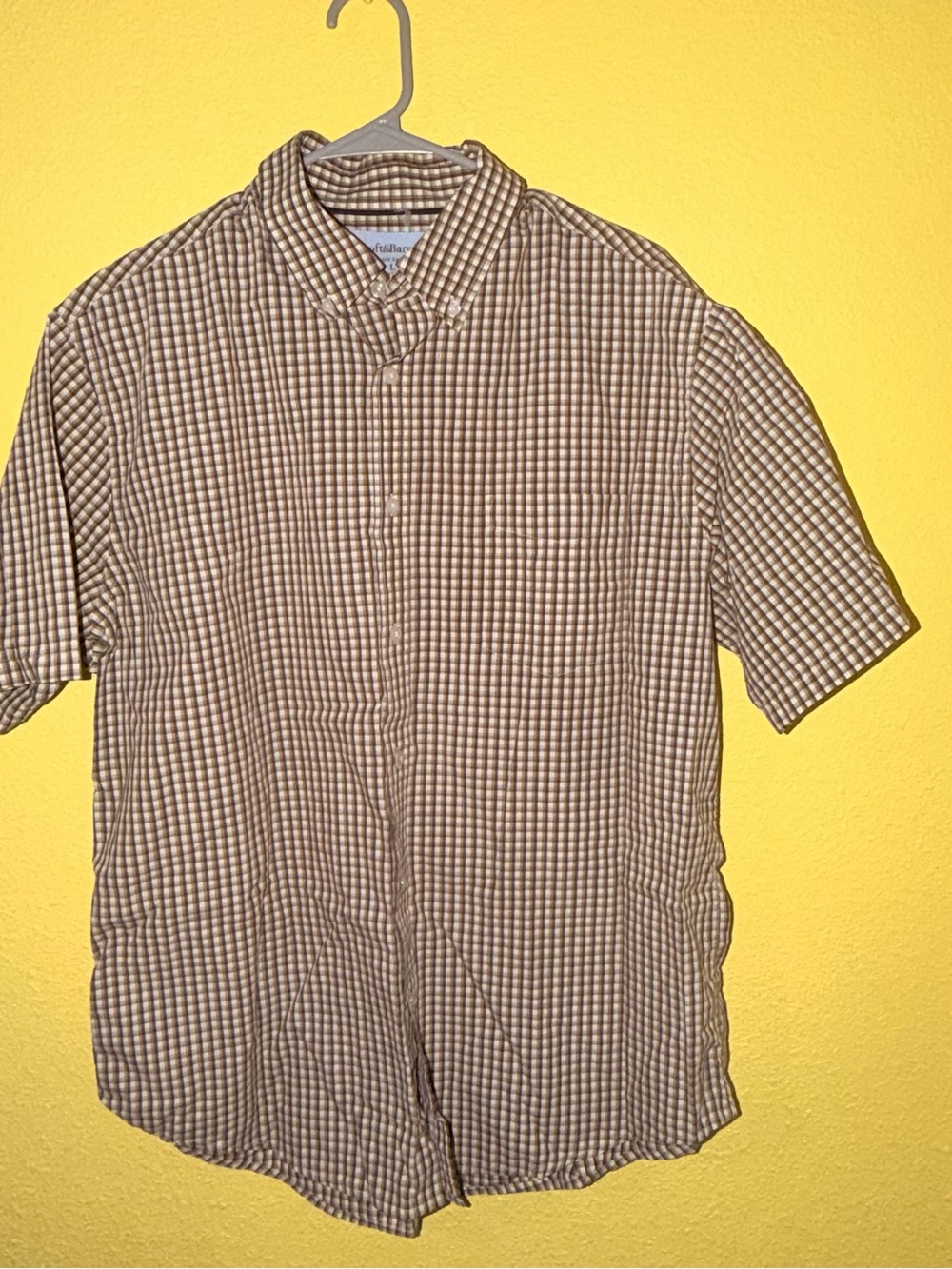 croft & barrow Brown and Cream Plaid Short-Sleeve Button-Down Shirt
